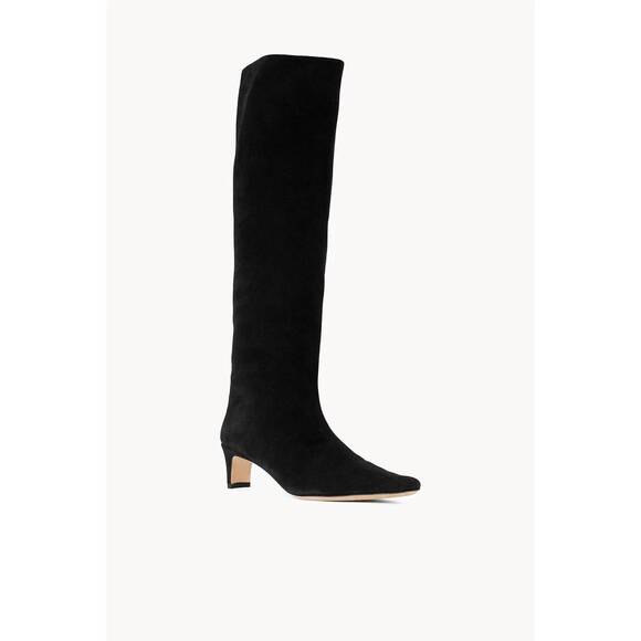 NEW STAUD women's wally suede knee boots in black suede - Picture 2 of 5